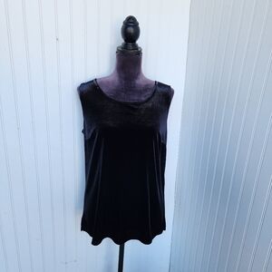NWT Quaker Factory Top Set Women Black Sequins Velvet Stretch Formal Sleveless M